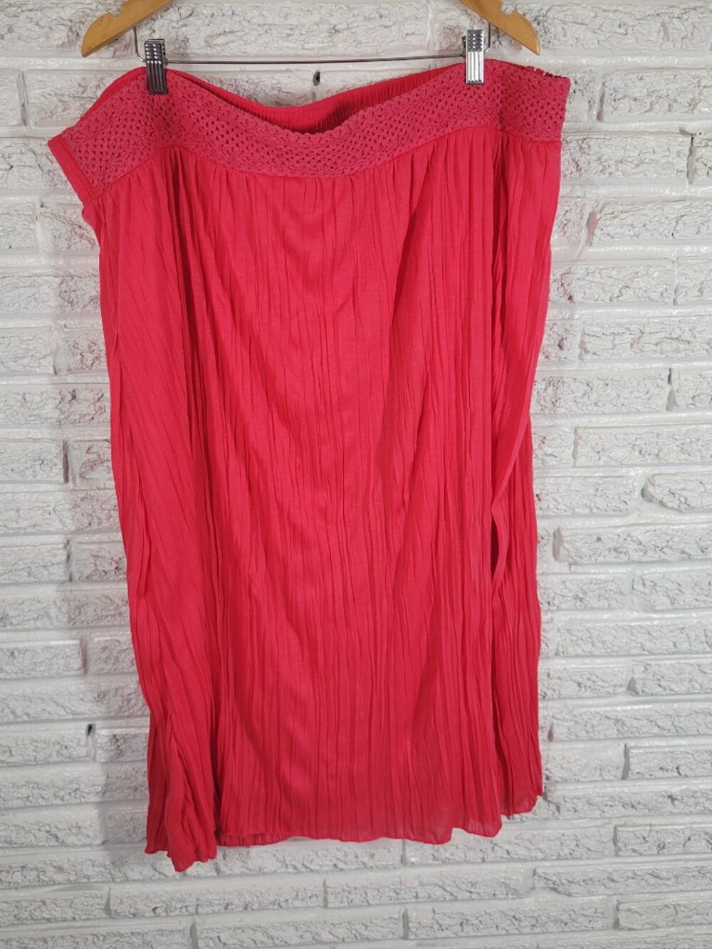 Faded Glory Pink Crochet Midi A-Line Skirt 4X Plus Size Elastic Waist PIN35E